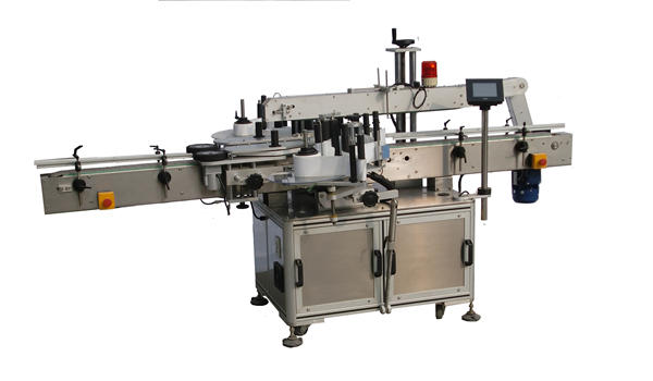 Plastflaskans dubbelsidiga etiketteringsmaskin för schampo